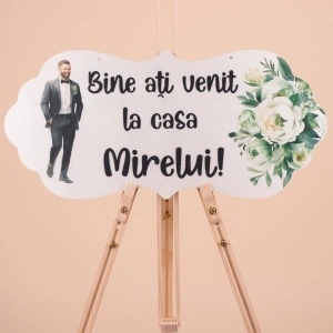 Placuta Mare "Bine ati venit la casa Mirelui" - Negru/Verde
