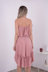 Rochie domnisoare de onoare Bella - Roz Prafuit - Img 3