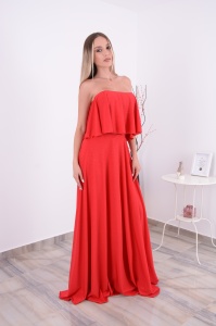 Rochie domnisoare de onoare Eliza Glamour – Rosu - Img 2
