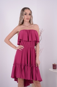 Rochie domnisoare de onoare Bella - Roz Orhidee - Img 1