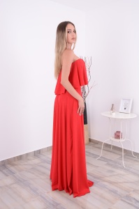Rochie domnisoare de onoare Eliza Glamour – Rosu - Img 3