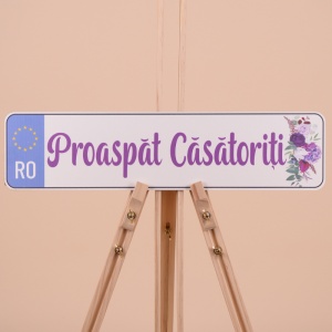 Set Placute Masina "Proaspat Casatoriti" - Mov