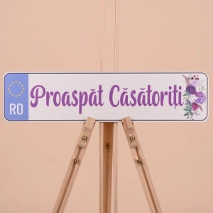 Set Placute Masina "Proaspat Casatoriti" - Mov