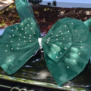 Decor de masina pentru nunta in forma de funda cu perle – Verde - Img 2
