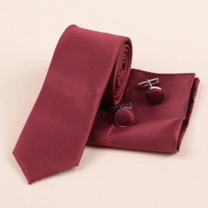 Set Cravata, Batista si Butoni - Bordo - Img 2