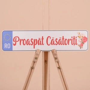 Set Placute Masina "Proaspat Casatoriti" - Rosu