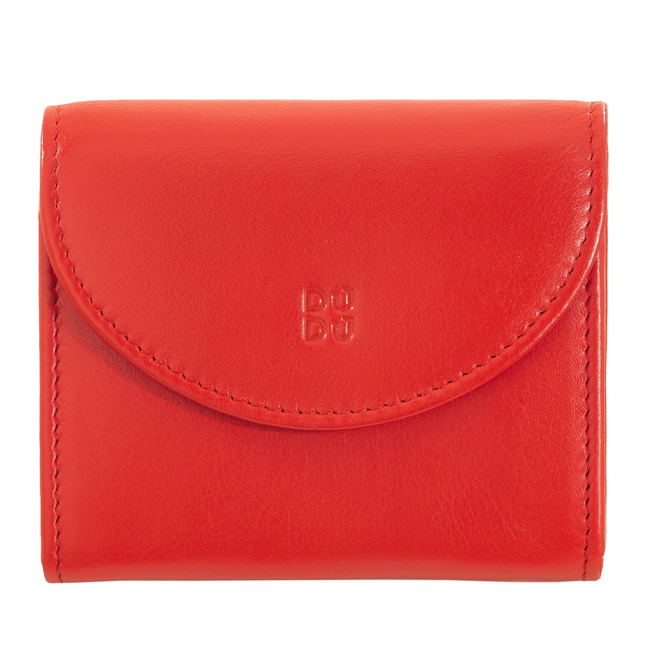 DUDU Mini Portafoglio Donna Slim in Vera Pelle con Portamonete Zip, Chiusura a Bottone, Portafogli Colorato Compatto