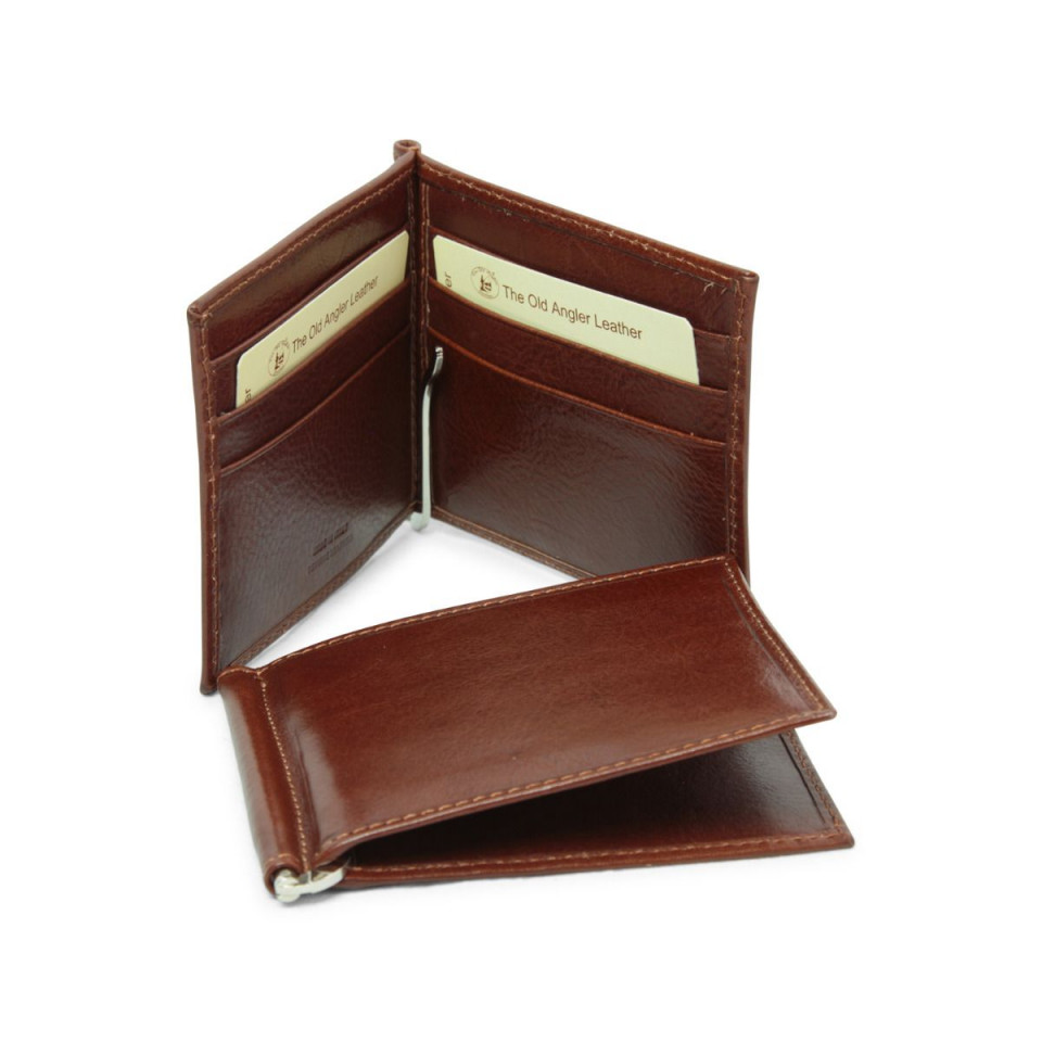 Cuoio Portafoglio Con Clip Fermasoldi E Portamonete Portafoglio