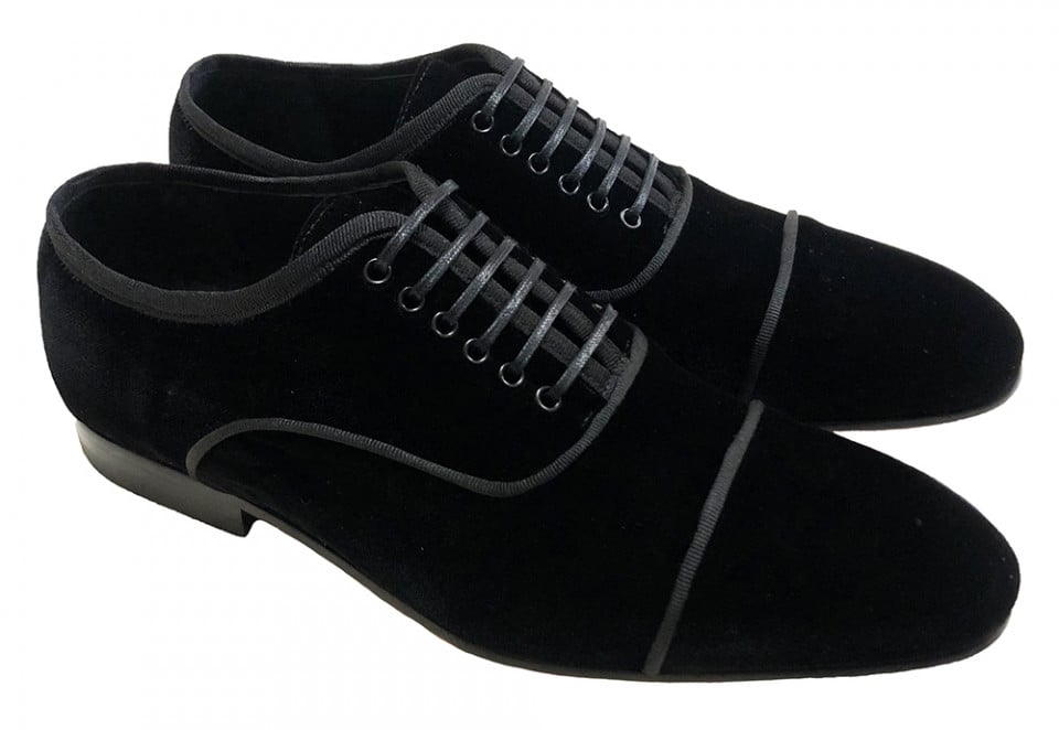 ESCLUSIVE SCARPE LUSSO UOMO STRINGATE IN VELLUTO GAROFALO GIANBATTISTA ARTIGIANALI MADE IN ITALY