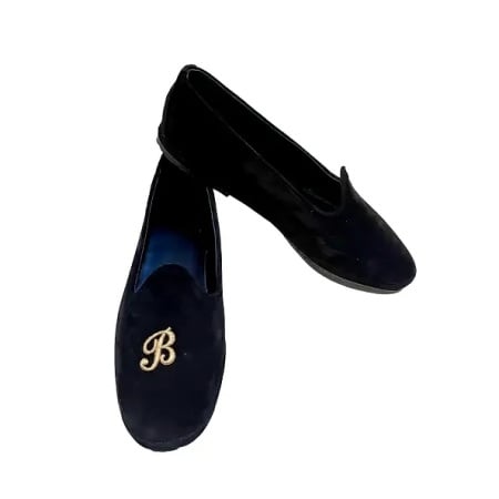 BALLERINE FRIULANE DONNA GEDA IN CAMOSCIO NERO MIS. 39 INIZIALI "L" e "C" MADE IN ITALY