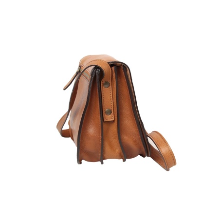 Borsa a tracolla da donna in pelle di vitello pieno fiore-Cuoio - Img 4