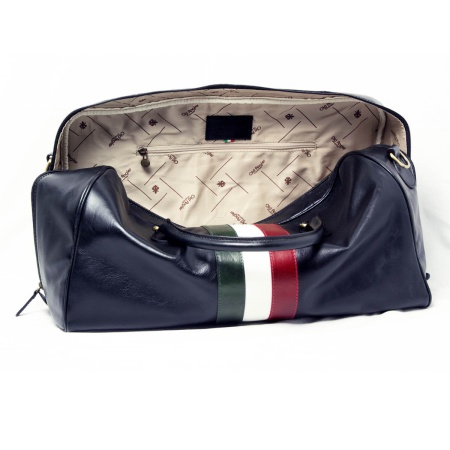 Borsa da viaggio in pelle pieno fiore - nero con bandiera Italia - Img 7