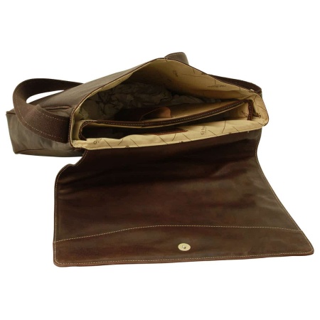 Borsa tracolla in pelle. Marrone Scuro - Img 5