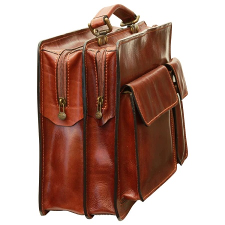 Cartella in pelle con 2 tasche frontali. Marrone - Img 5