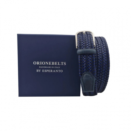 CINTURA UOMO 3,5 CM ELASTICA INTRECCIATA IN CUOIO E TESSUTO ORIONE BELTS ARTIGIANALE MADE IN ITALY - Img 3