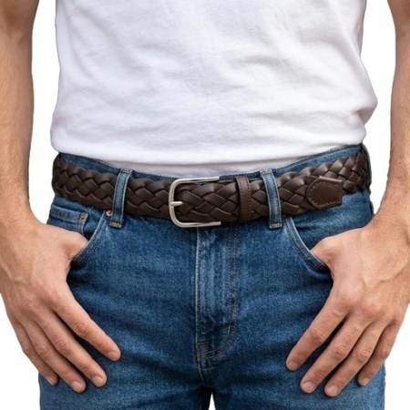 CINTURA UOMO 3,5 CM INTRECCIATA IN CUOIO ORIONE BELTS ARTIGIANALE MADE IN ITALY - Img 5