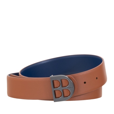 DUDU Cintura Uomo Reversibile in Vera Pelle Bicolore, Made in Italy, Double Face, H 35mm, con Fibbia Personalizzata - Img 2