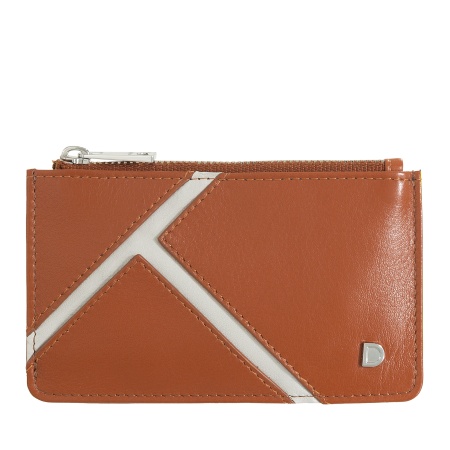 DUDU Porta Carte in Vera Pelle con Zip – Sottile, Portamonete, Porta Tessere – Design Ispirato al Tennis, Linee a Contrasto, Compatto e Unisex