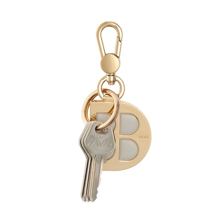 DUDU Portachiavi in Metallo a Forma di D con Inserti in Vera Pelle, Portachiavi Dorato con Moschettone e Anello, Portachiavi per Auto Casa Ufficio - Img 3