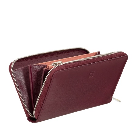 DUDU Portafoglio donna grande RFID di vera pelle colorato zip around - Img 3