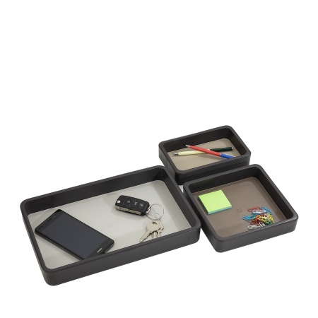 DUDU Set Svuotatasche in Pelle da 3pz, Vassoio Portaoggetti da Tavolo Casa Scrivania Ufficio, Porta Chiavi, Monete, Telefono - Img 4