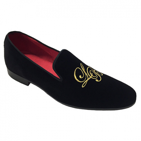 PANTOFOLE CHIUSE IN VELLUTO PERSONALIZZABILI CON INIZIALI GAROFALO GIANBATTISTA ARTIGIANALI MADE IN ITALY - Img 3