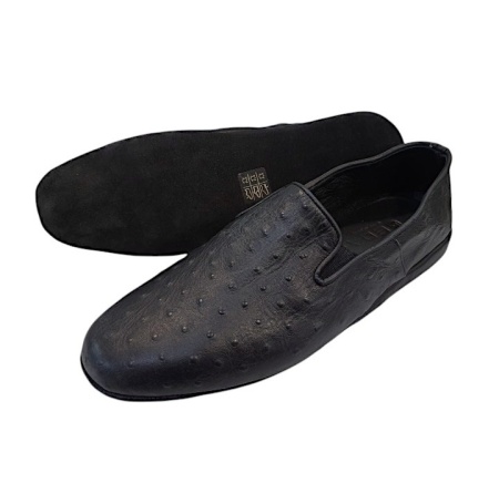PANTOFOLE UOMO CHIUSE IN PELLE DI STRUZZO GEDA MADE IN ITALY - Img 4