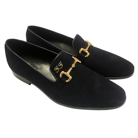 SCARPE UOMO DA CERIMONIA IN CAMOSCIO CON ACCESSORIO PERSONALIZZABILI CON INIZIALI GAROFALO GIANBATTISTA ARTIGIANALI MADE IN ITALY - Img 2
