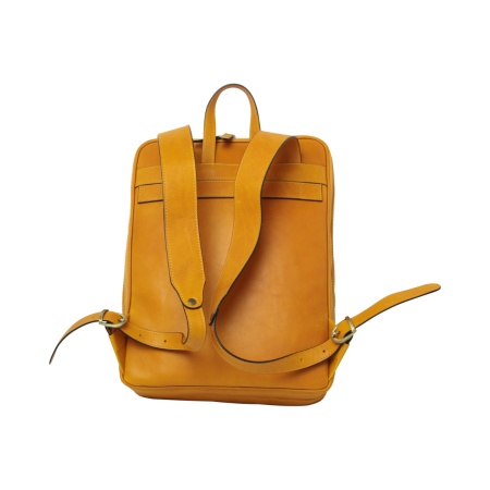 Zaino in pelle con fascia per trolley-Giallo Ocra - Img 6