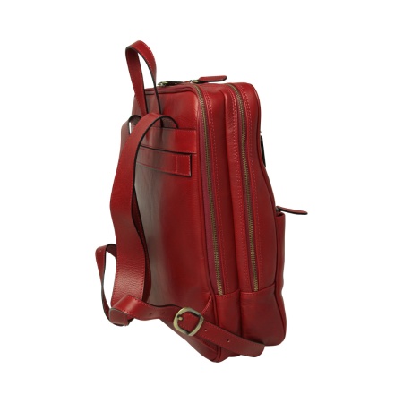 Zaino in pelle con fascia per trolley - rosso - Img 5