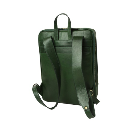 Zaino in pelle con fascia per trolley - verde - Img 3