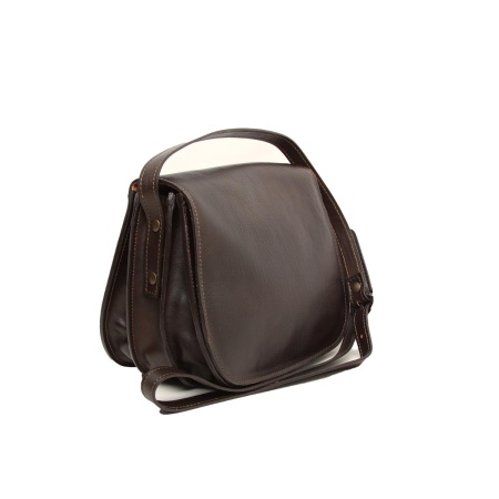 Borsa a tracolla da donna in pelle di vitello pieno fiore-Testa moro - Img 2