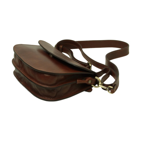 Borsa a tracolla due fianchi in vitello pieno fiore-Marrone - Img 6