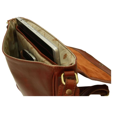 Borsa a tracolla in pelle. Marrone Mogano - Img 3