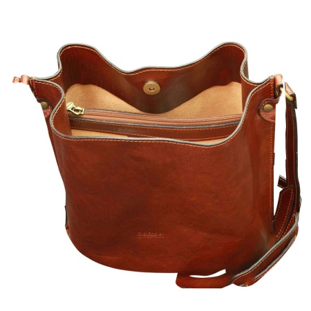 Borsa a tracolla in pelle. Marrone - Img 2