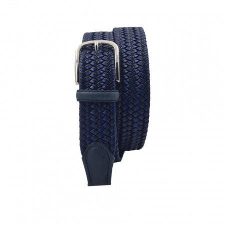 CINTURA UOMO 3,5 CM ELASTICA INTRECCIATA IN CUOIO E TESSUTO ORIONE BELTS ARTIGIANALE MADE IN ITALY - Img 2