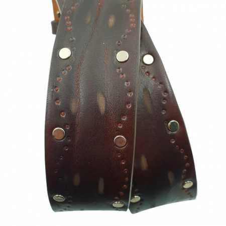 CINTURA UOMO 4 CM IN CUOIO ABRASIVATO CON BORCHIE ORIONE BELTS ARTIGIANALE MADE IN ITALY - Img 9