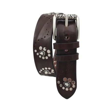 CINTURA UOMO 4 CM IN CUOIO DI TORO BORCHIATO A SPIRALI ORIONE BELTS ARTIGIANALE MADE IN ITALY - Img 2