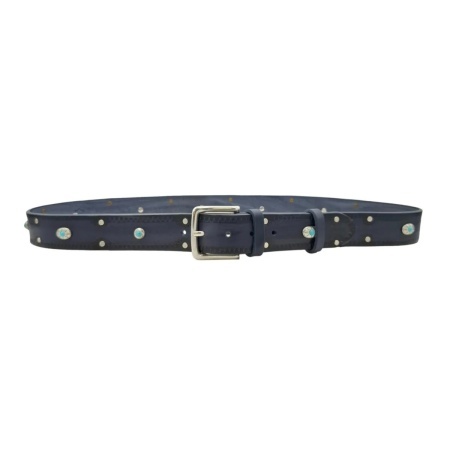 CINTURA UOMO 4 CM IN CUOIO DI TORO RICAMATO SANTORINI ORIONE BELTS ARTIGIANALE MADE IN ITALY - Img 3