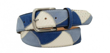 CINTURA UOMO 4 CM PATCHWORK ORIONE BELTS IN PITONE-STRUZZO-CAMOSCIO ARTIGIANALE MADE IN ITALY