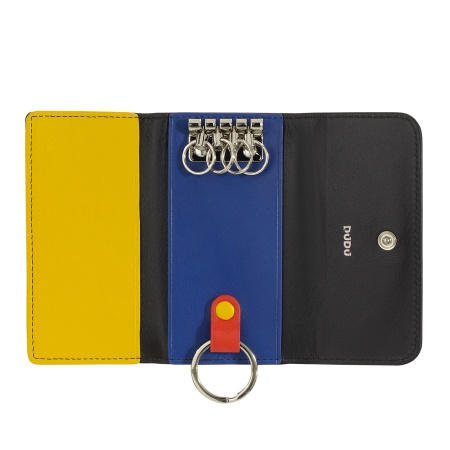 DUDU Astuccio Portachiavi in Pelle Colorato con 5 Anelli per Chiavi di Casa Auto, Design Minimal, con Bottone - Img 2