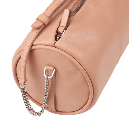 DUDU Borsa Donna Cilindrica in Pelle, Borsa a Tracolla con Catena e Pelle, Borsa a Cilindro Piccola Fashion Elegante con Cerniera - Img 4