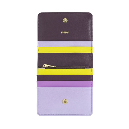 DUDU Portafoglio Donna Piccolo in Pelle Schermato RFID Colorato Ultra Compatto con Zip Interna e 8 Porta Carte Tessere