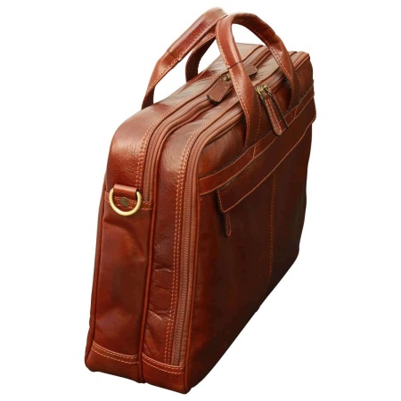 Esclusiva II Borsa in Pelle per Laptop. Marrone - Img 3