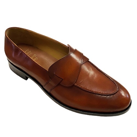MOCASSINI UOMO IN PELLE DIPINTI A MANO GAROFALO GIANBATTISTA ARTIGIANALI MADE IN ITALY - Img 3
