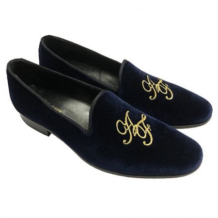 PANTOFOLE UOMO CHIUSE IN VELLUTO PERSONALIZZABILI CON INIZIALI GAROFALO GIANBATTISTA ARTIGIANALI MADE IN ITALY - Img 2