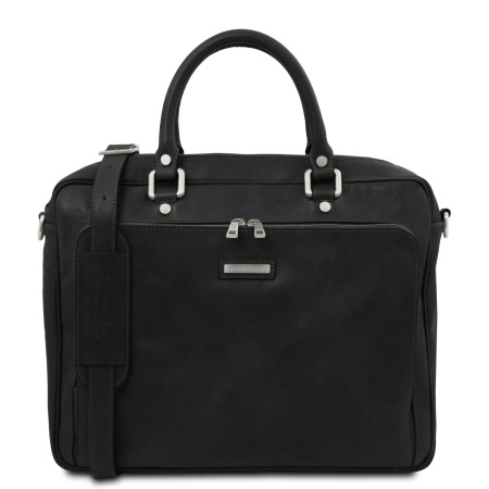 Pisa - Borsa porta computer da lavoro con tasca frontale in pelle