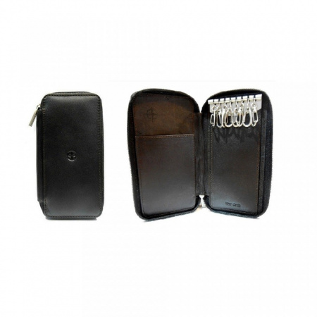 PORTACHIAVI LUNGO IN PELLE A 8 GANCI CON ZIP TONY PEROTTI