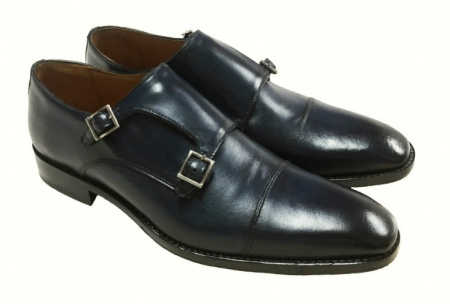 SCARPE UOMO STRINGATE IN PELLE CON FIBBIE GAROFALO GIANBATTISTA ARTIGIANALI MADE IN ITALY - Img 2