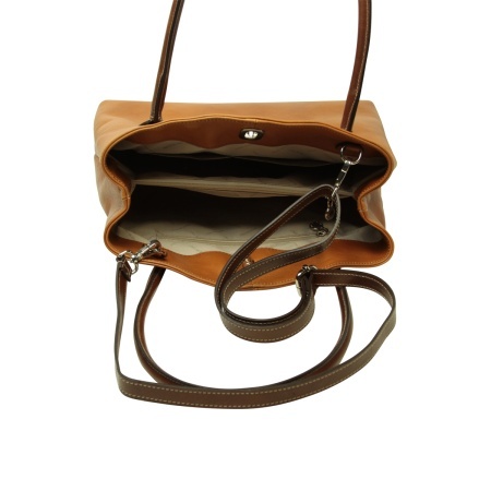 WOMAN’S TWO-HANDLE BAG IN TWO -TONE FULL-GRAIN LEATHER-COLONIAL - Img 6